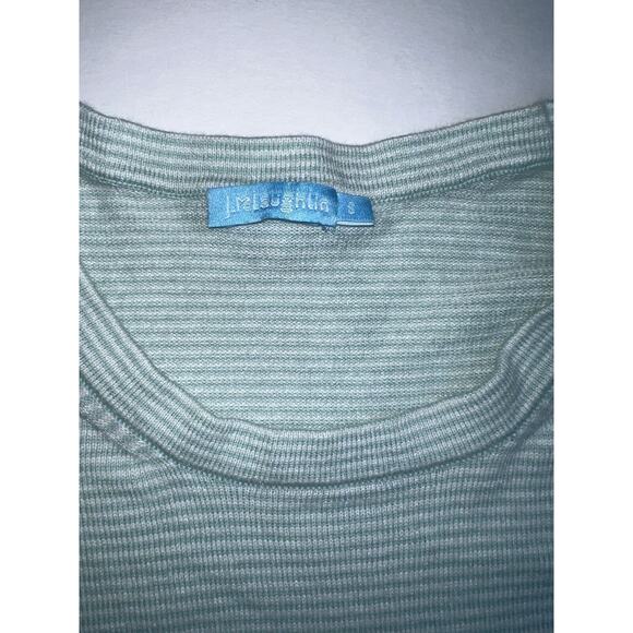 J McLaughlin Shirt Women’s Size Small Green Striped Knit Top Scalloped Hem Top - Picture 5 of 16